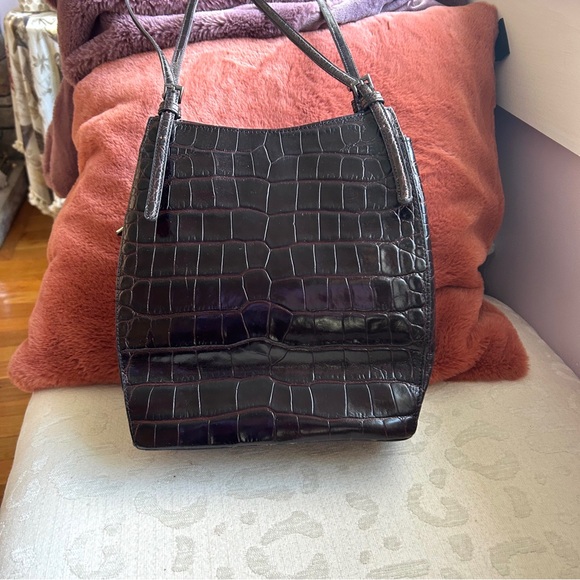 Dark Brown Crocodile Leather  Bag Americana by sharif Shoulder/crossbody - Picture 3 of 9